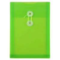 JAM Paper 6.25" x 9.25" Lime Green Button & String Closure Plastic Envelope, 12ct.