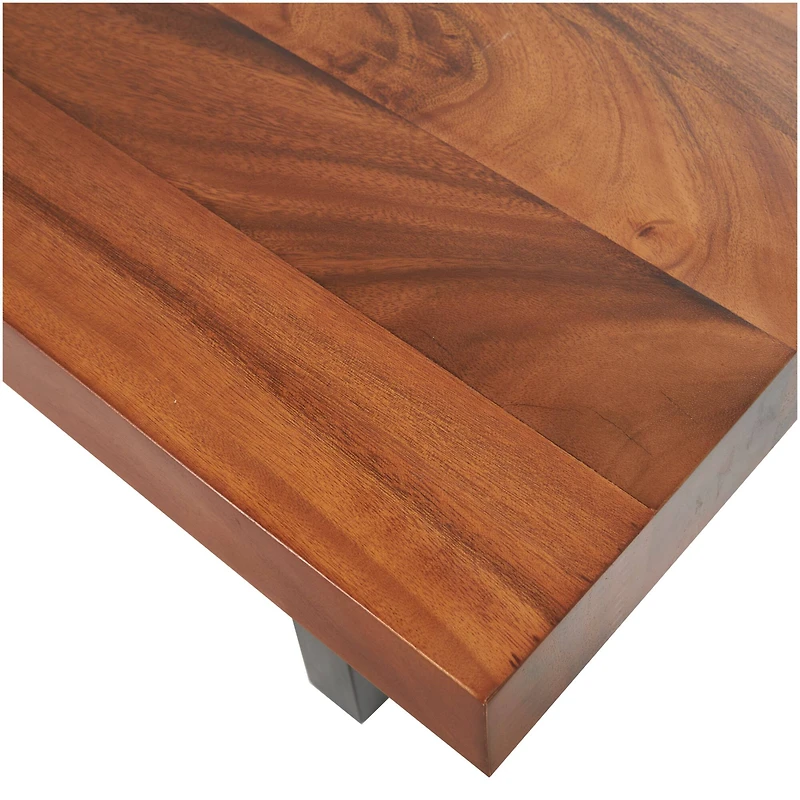 5ft. Wood Bench with Black Metal Legs