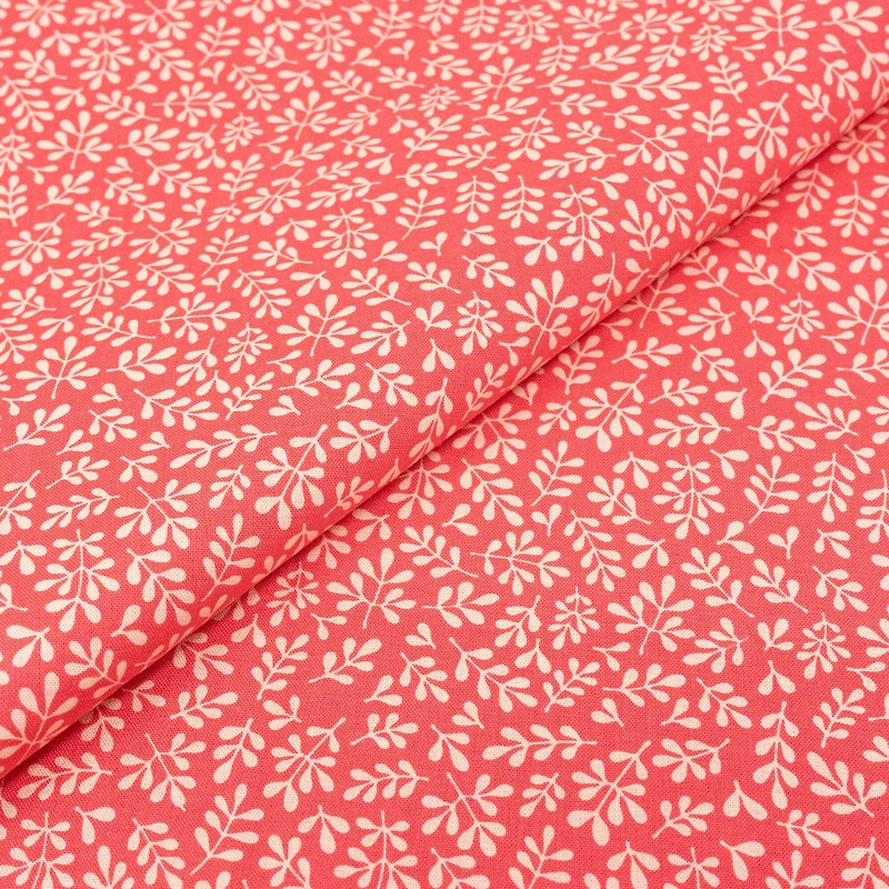 SINGER Pink Leaves Cotton Fabric