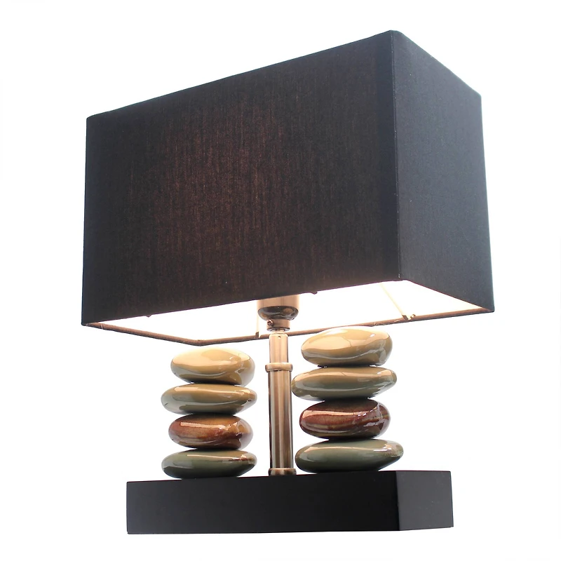 Elegant Designs™ 14" Rectangular Dual Stacked Stone Table Lamp with Black Shade