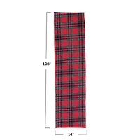 Hello Honey® 108" Red & Green Plaid Brushed Cotton Flannel Quilted Table Runner