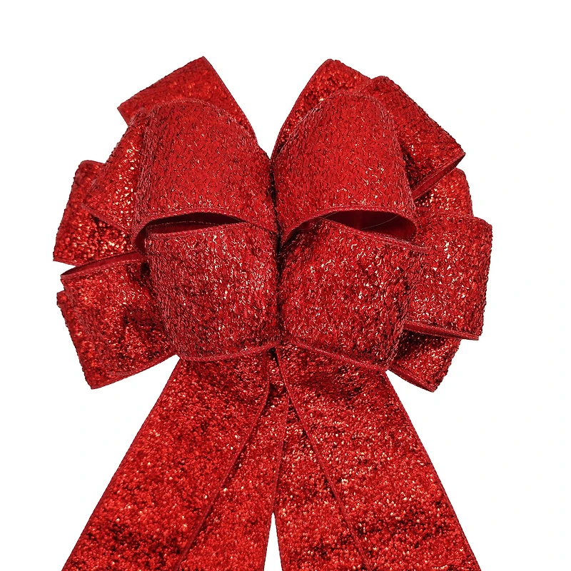 20.5" Red Tinsel Tree Bow by Celebrate It®