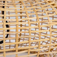 Hello Honey® 21.5" Natural and Black Boho Woven Cane Table Lamp with Linen Shade