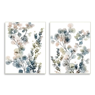 Stupell Industries Collage of Translucent Plants Blue Green Beige Wall Plaque