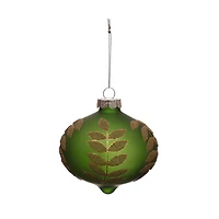 4.25" Green with Leaf Glass Onion Ornament by Ashland®