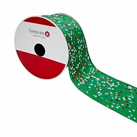 2.5"  20ft. Green Confetti Wired Glitter Ribbon by Celebrate It®