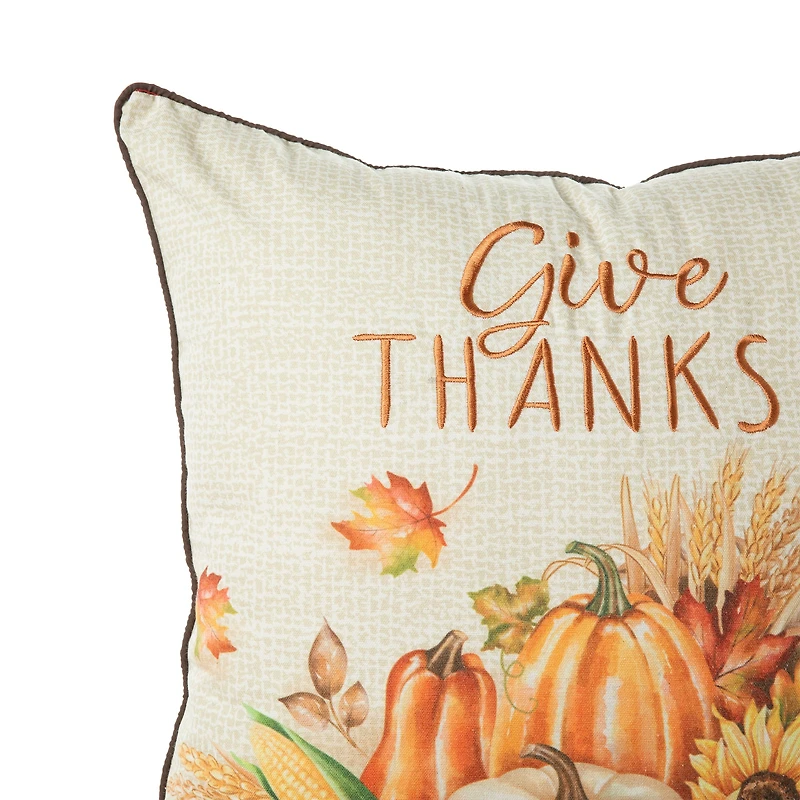 Glitzhome® 18" Thanksgiving Embroidered Pillow