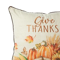Glitzhome® 18" Thanksgiving Embroidered Pillow