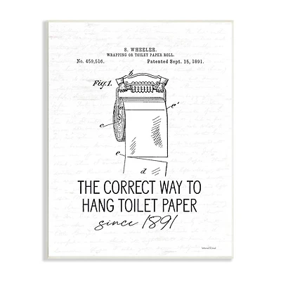 Stupell Industries Vintage Bathroom Diagram Correct Way Hang Toilet Paper Wall Plaque