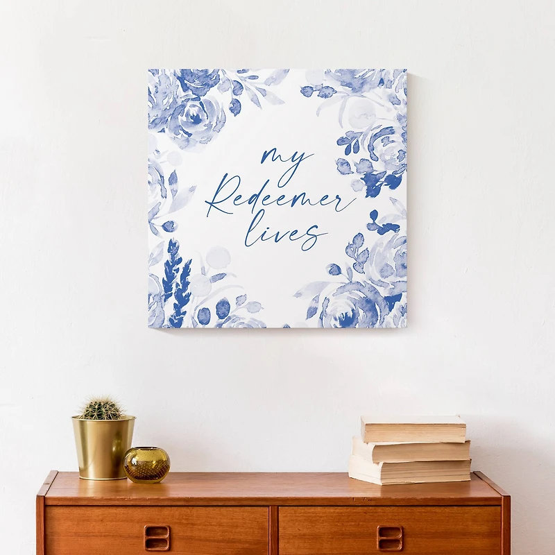 My Redeemer Lives Florals 16" x 16" Canvas Wall Art