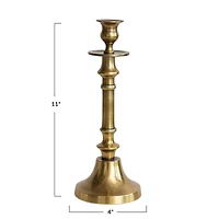Hello Honey® 11" Antique Brass Cast Aluminum Taper Holder
