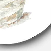 Designart - Pink Roses and White Flowers On Cake - Traditional Metal Circle Wall Art