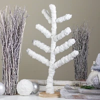 19.5" White Yarn Wrapped Christmas Tree Tabletop Decoration