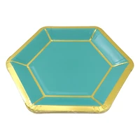 7" Gold & Teal 6-Sided Paper Plates, 12ct. by Ashland®