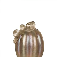 Glitzhome® 5" Blue & Gold Glittery Glass Pumpkin, 2ct.