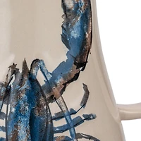 Hello Honey® 2qt. White & Blue Lobster Print Stoneware Pitcher