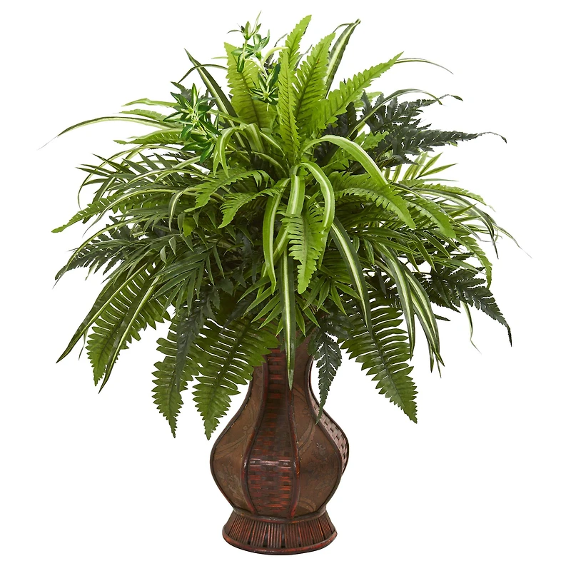 2ft. Mixed Greens & Fern in Decorative Planter