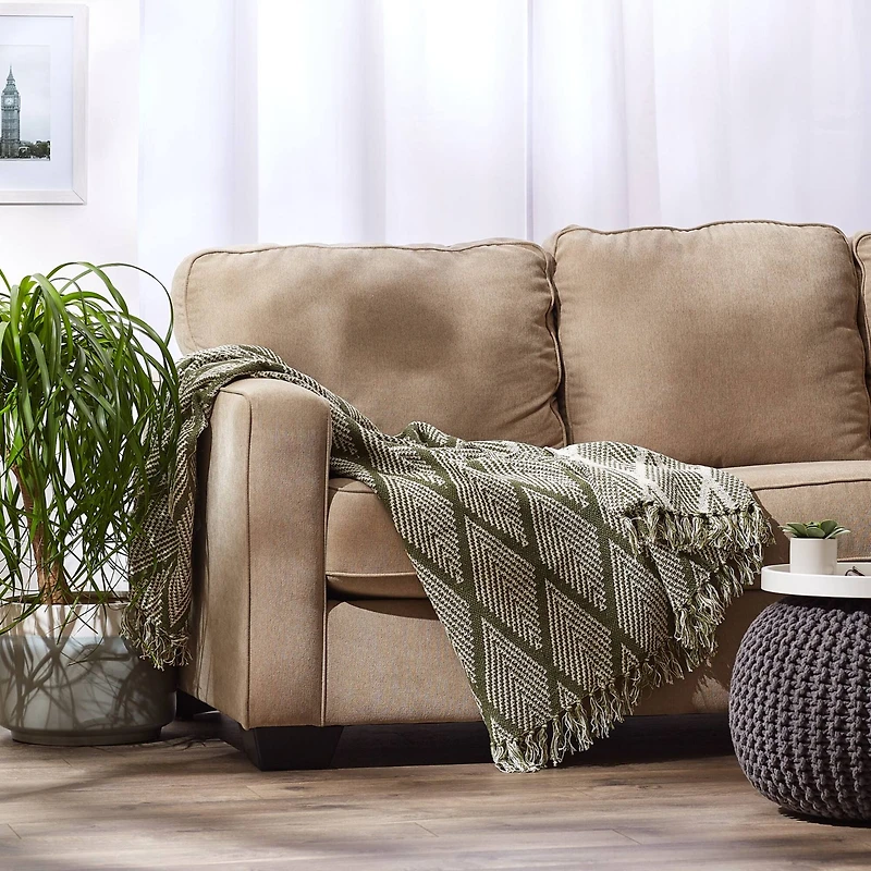 DII® Olive Green Tone Multi Diamond Throw