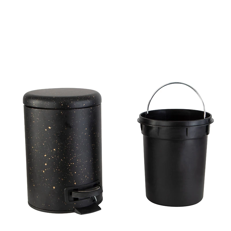 Elle Décor Black Speckled Design Step Bin with Lid Trash Can