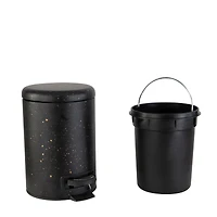 Elle Décor Black Speckled Design Step Bin with Lid Trash Can