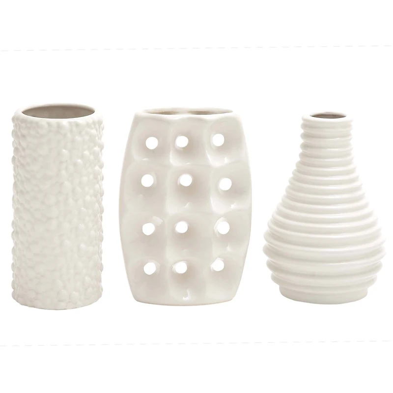 CosmoLiving by Cosmopolitan White Stoneware Modern Vase Set