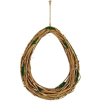 15.5" Unlit Natural Grapevine & Twig Oval Spring Wreath With Moss