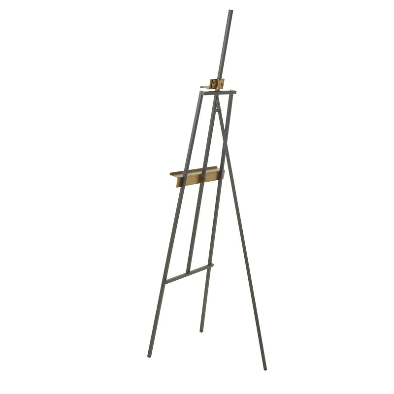 68.5" Black Metal Painter's Inspired 4-Tier Display Easel with Gold Accents