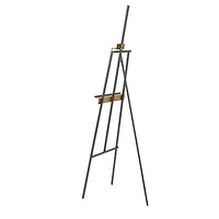 68.5" Black Metal Painter's Inspired 4-Tier Display Easel with Gold Accents