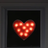 12" Lighted Shimmering Red Heart Window Silhouette Decoration