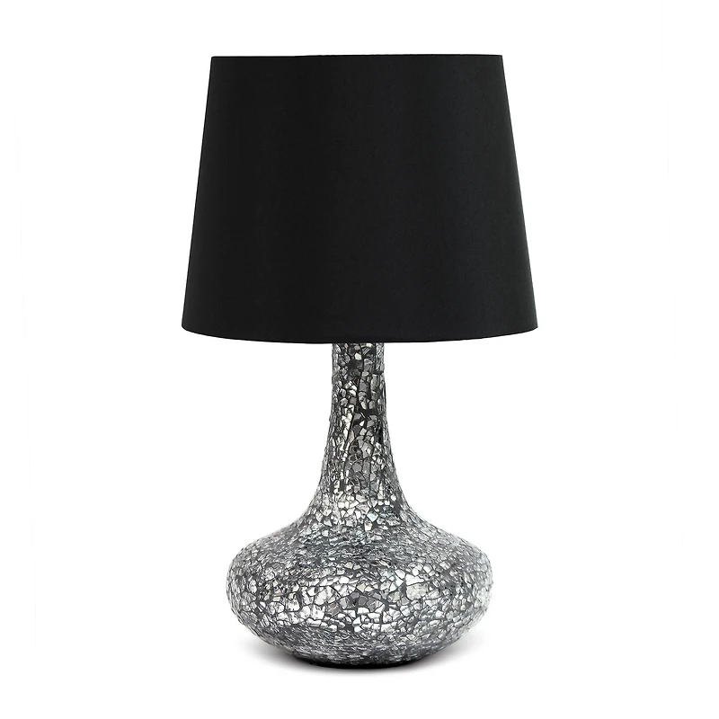 Simple Designs 14" Mosaic Glass Genie Table Lamp with Fabric Shade