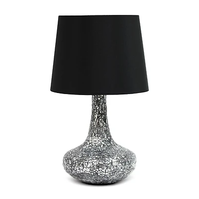 Simple Designs 14" Mosaic Glass Genie Table Lamp with Fabric Shade