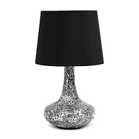 Simple Designs 14" Mosaic Glass Genie Table Lamp with Fabric Shade