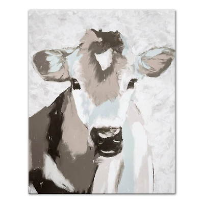 Painted Gray Cows Canvas Wall Art