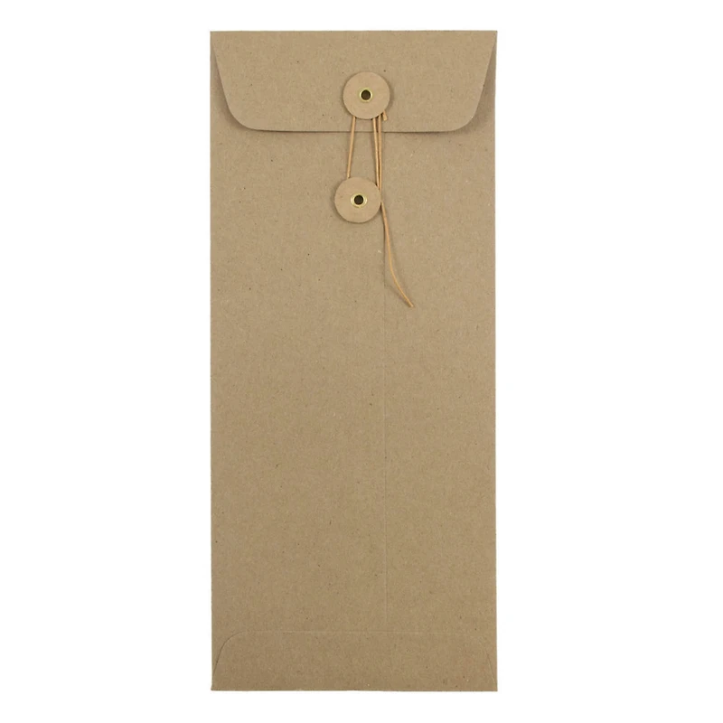 JAM Paper 9.5" x 4.125" Kraft Brown Business Envelopes with Button & String Closure, 25ct.