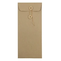 JAM Paper 9.5" x 4.125" Kraft Brown Business Envelopes with Button & String Closure, 25ct.