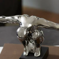 17" Silver Porcelain Traditional Man Sculpture