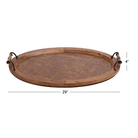 29" Natural Brown Wood Rustic Tray