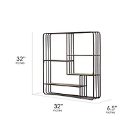 Rustic Wood & Metal Multi-Unit Hanging Wall Shelf