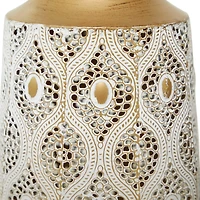 White Metal Vase with Diamond Pattern Set