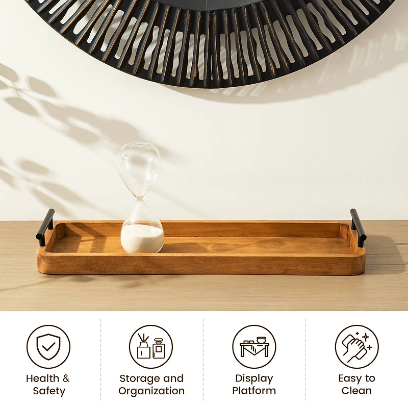Glitzhome® Rectangle Acacia Wood Trays Set