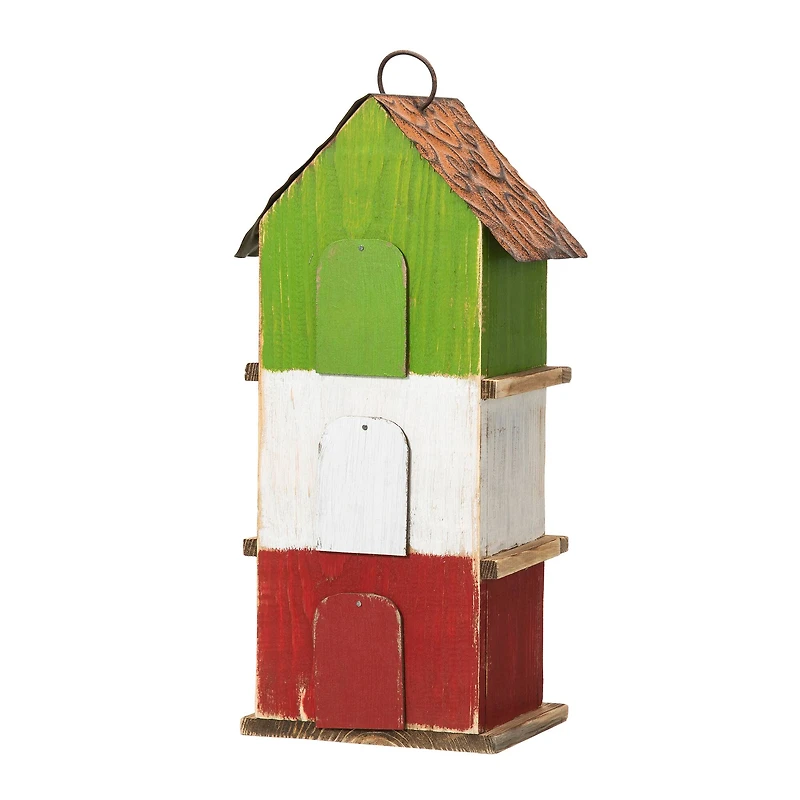 Glitzhome® 13.75" 3-Tier Distressed Wood Birdhouse