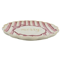 8" Pink & White Merry Ceramic Plate by Ashland®