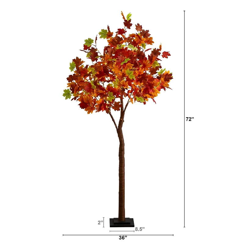 6ft. Pre-Lit Shades of Autumn Maple Artificial Fall Tree with 360 Warm White LED Lights