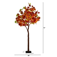 6ft. Pre-Lit Shades of Autumn Maple Artificial Fall Tree with 360 Warm White LED Lights