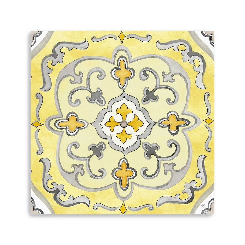 Jewel Medallion Yellow Gray II Canvas Giclee