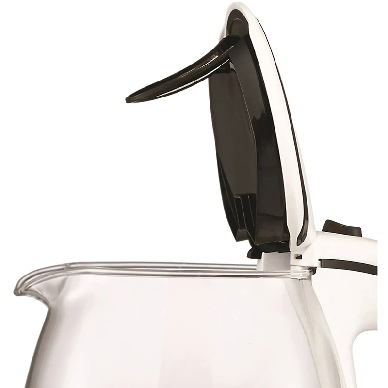 Brentwood 1.7L White Cordless Tempered Glass Electric Kettle