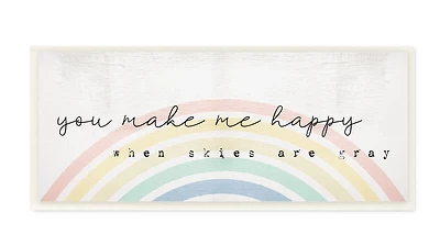 Stupell Industries You Make Me Happy Quote Rustic Rainbow Arches, 7" x 17"