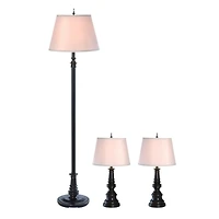 Lalia Home Restoration Bronze Table and Floor Lamp Set