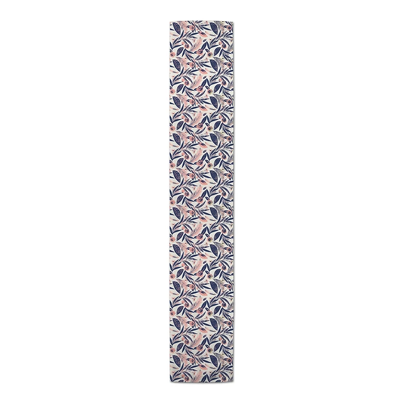 Navy And Pink Flowers Indoor/Outdoor Table Runner