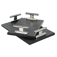 Black Marble Textured Decorative Tray Set